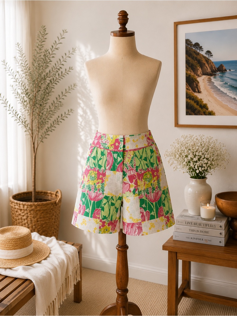 Lilly Pulitzer Derby Patch Golf Cart Shorts Pink Green White Size 6